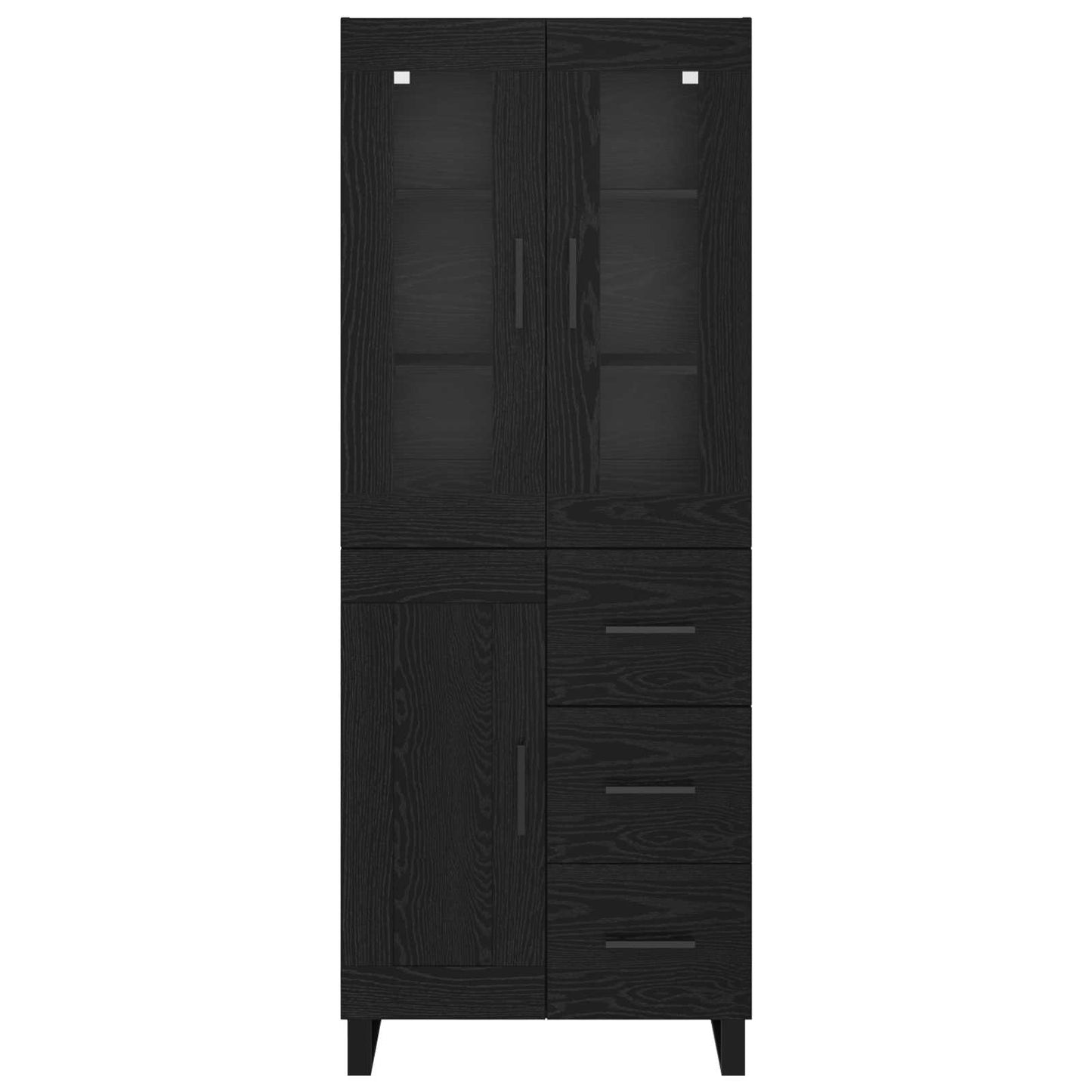 Highboard met lade Zwart Eiken 69,5 x 34 x 180 cm Bewerkt hout