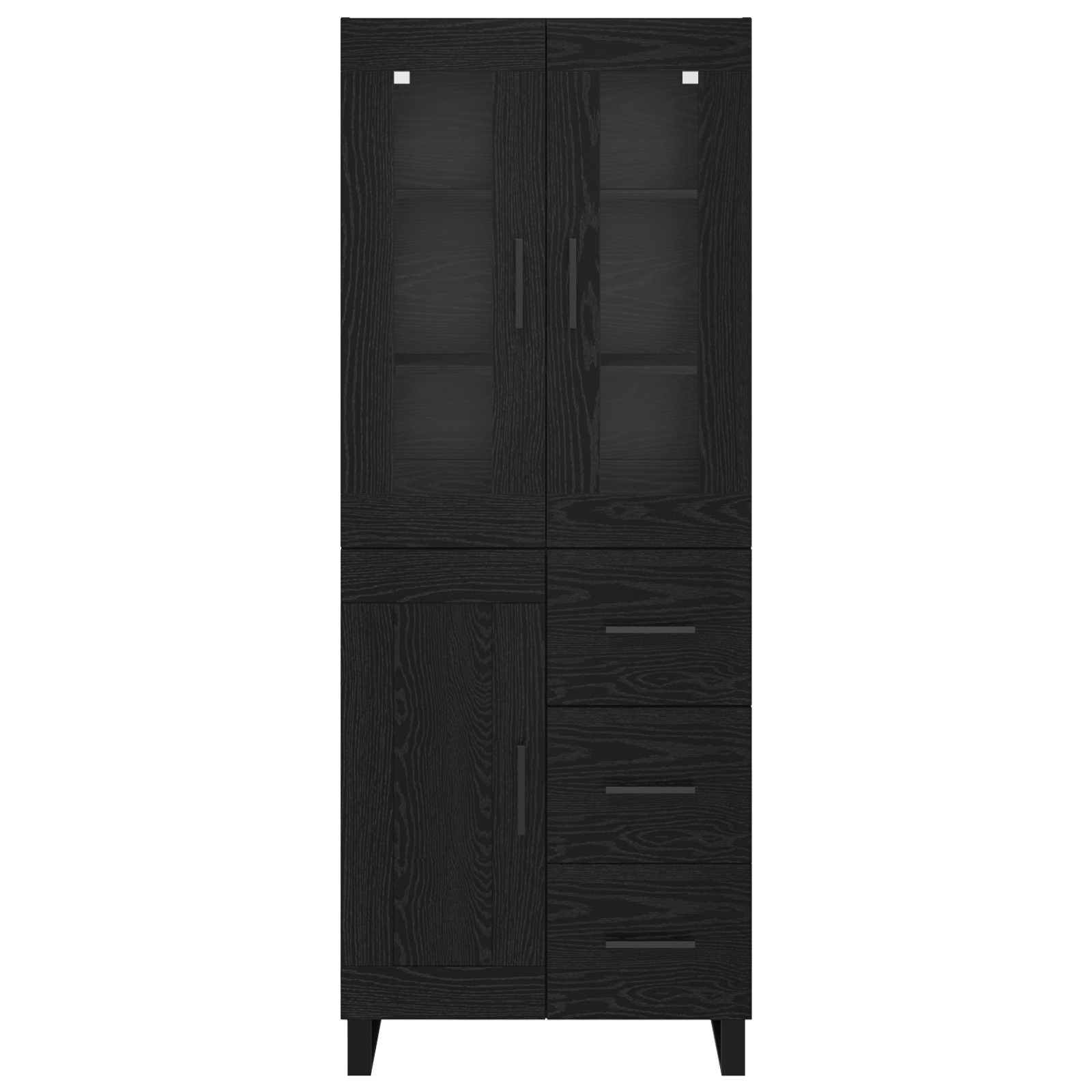 Highboard met lade Zwart Eiken 69,5 x 34 x 180 cm Bewerkt hout