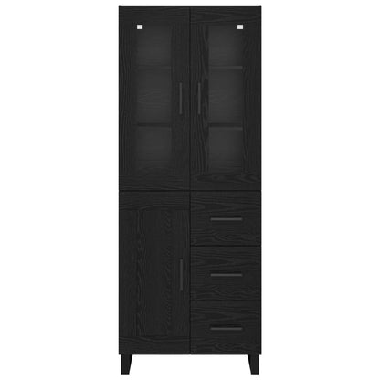 Highboard met lade Zwart Eiken 69,5 x 34 x 180 cm Bewerkt hout