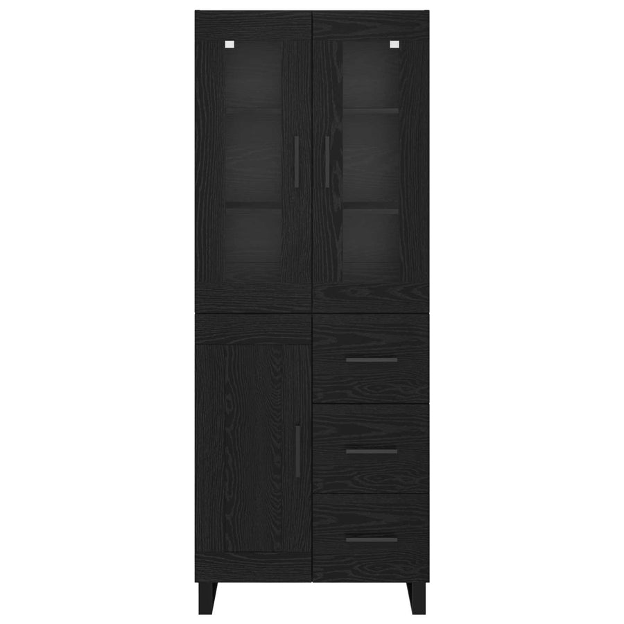 Highboard met lade Zwart Eiken 69,5 x 34 x 180 cm Bewerkt hout