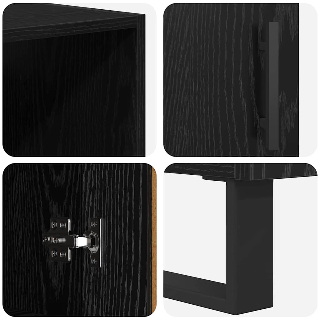 Highboard Wandgemonteerd 2 pcs Zwart Eiken Bewerkt hout