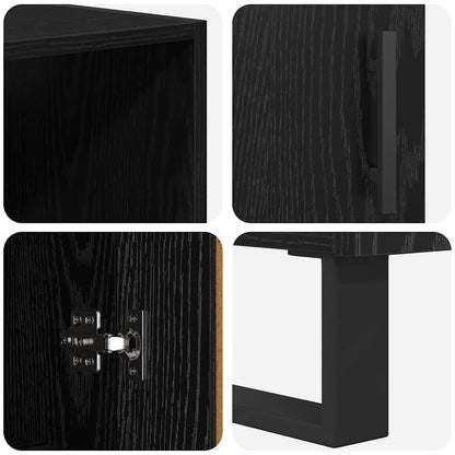 Highboard Wandgemonteerd 2 pcs Zwart Eiken Bewerkt hout