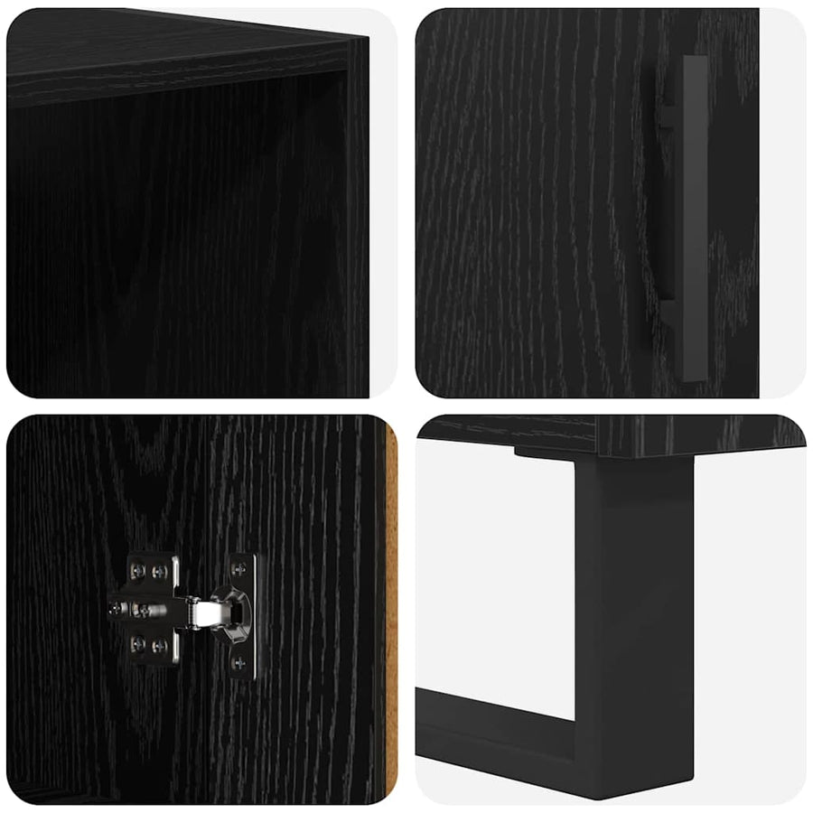 Highboard Wandgemonteerd 2 pcs Zwart Eiken Bewerkt hout