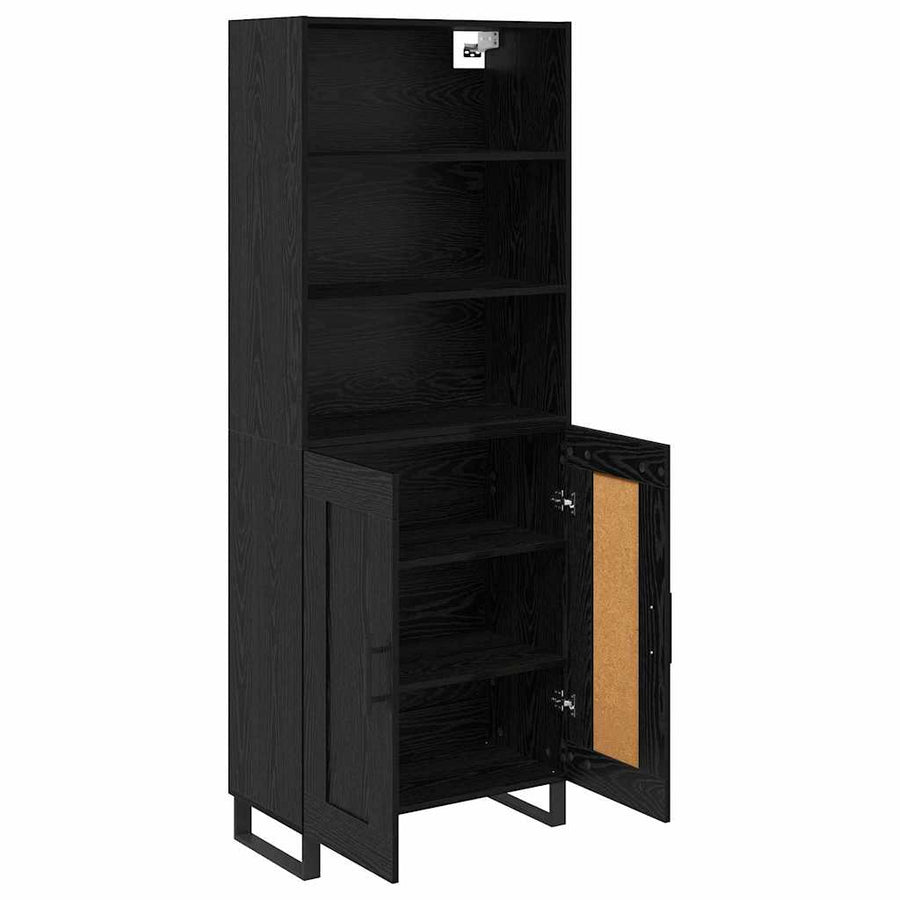 Highboard Wandgemonteerd 2 pcs Zwart Eiken Bewerkt hout