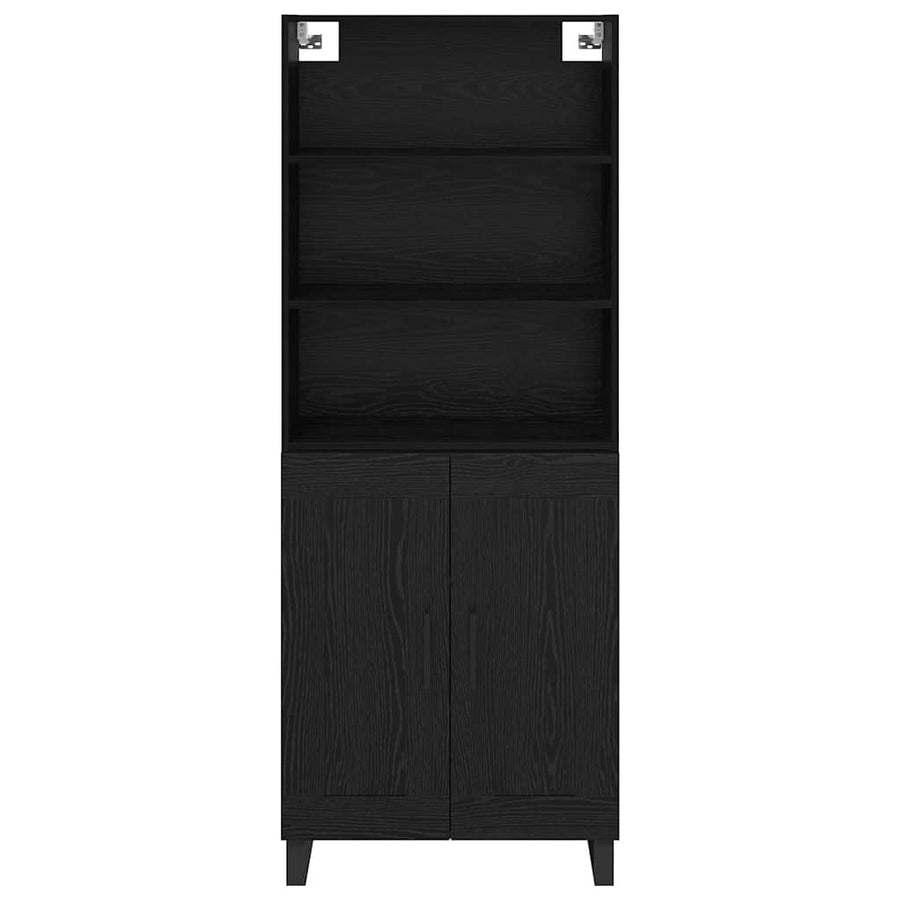 Highboard Wandgemonteerd 2 pcs Zwart Eiken Bewerkt hout