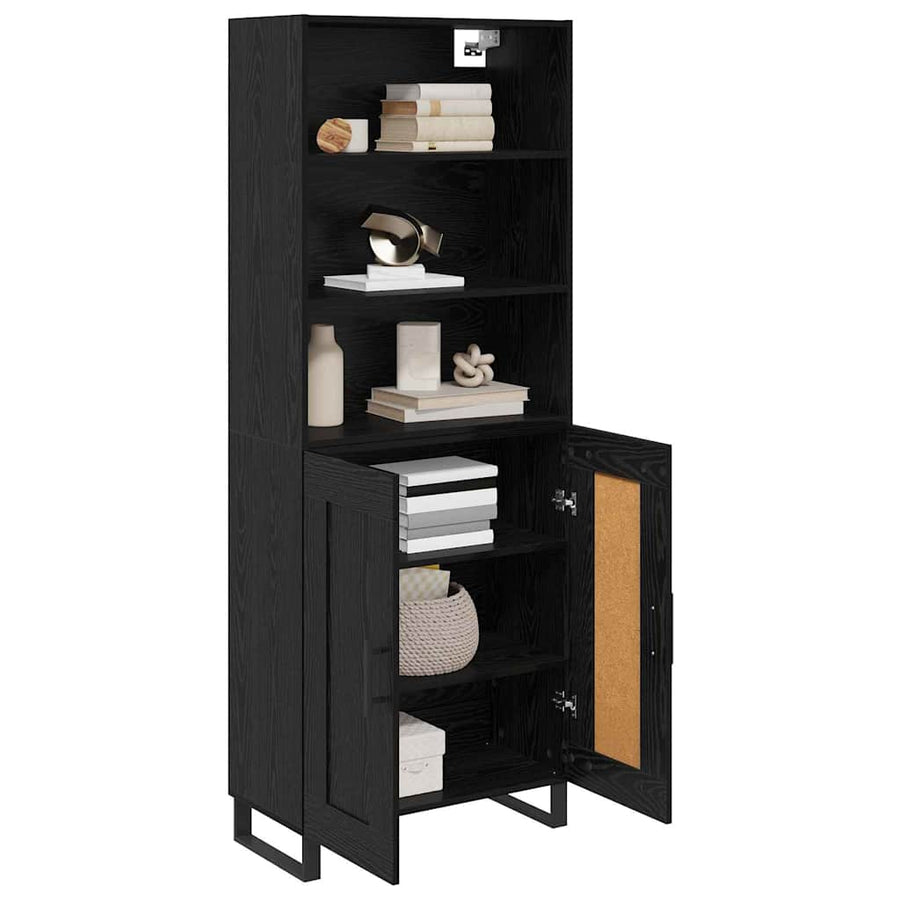 Highboard Wandgemonteerd 2 pcs Zwart Eiken Bewerkt hout