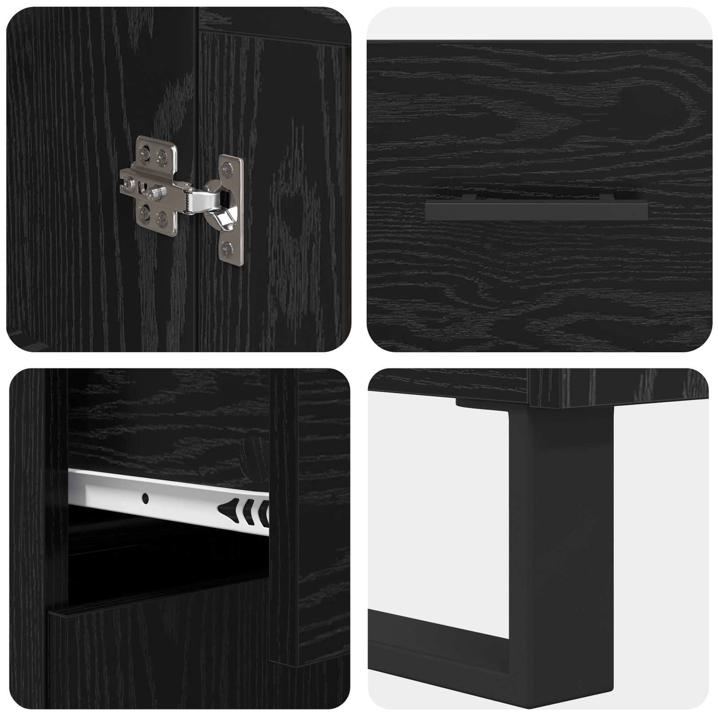 Highboard met lade Zwart Eiken 69,5 x 34 x 180 cm Bewerkt hout