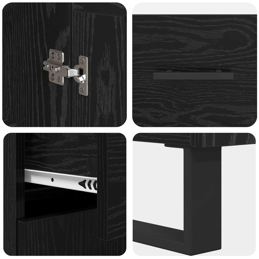 Highboard met lade Zwart Eiken 69,5 x 34 x 180 cm Bewerkt hout
