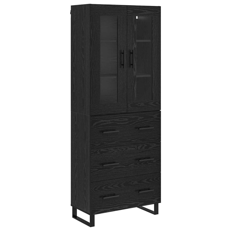 Highboard met lade Zwart Eiken 69,5 x 34 x 180 cm Bewerkt hout