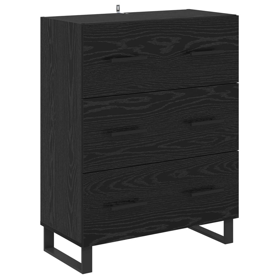 Highboard met lade Zwart Eiken 69,5 x 34 x 180 cm Bewerkt hout