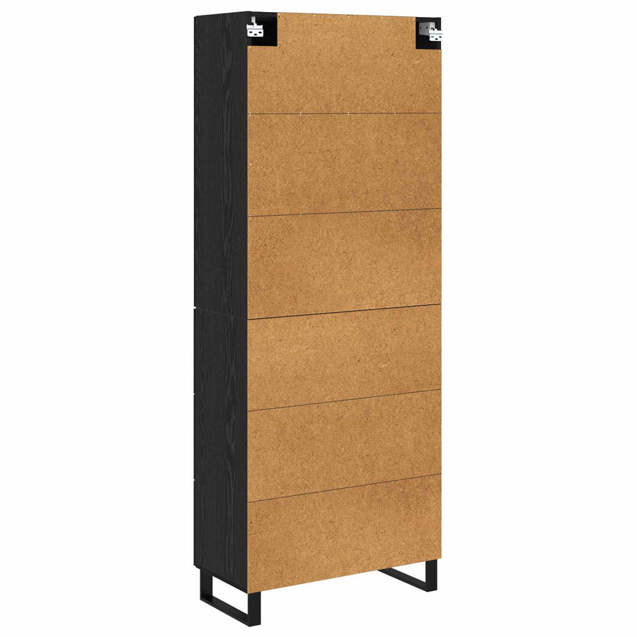 Highboard met lade Zwart Eiken 69,5 x 34 x 180 cm Bewerkt hout