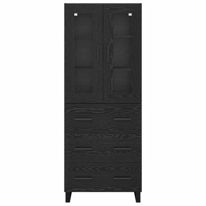 Highboard met lade Zwart Eiken 69,5 x 34 x 180 cm Bewerkt hout