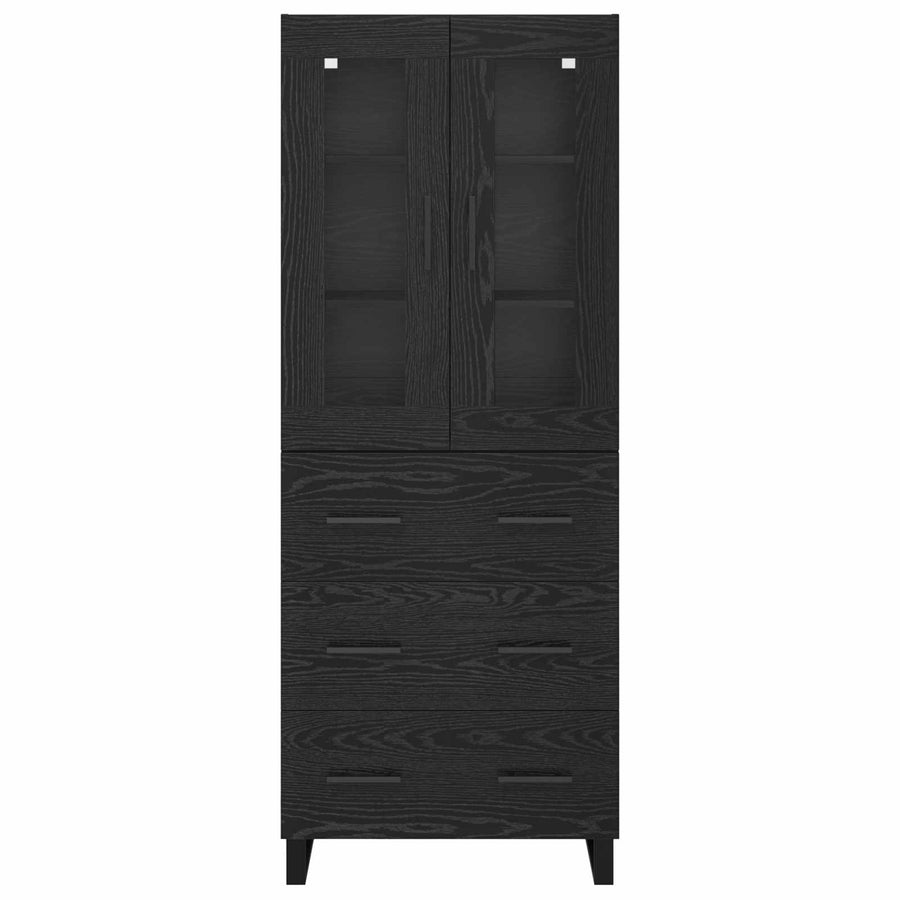 Highboard met lade Zwart Eiken 69,5 x 34 x 180 cm Bewerkt hout