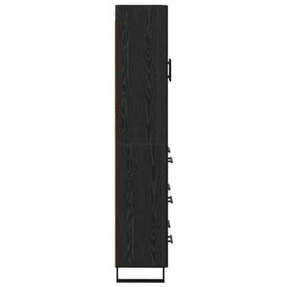 Highboard met lade Zwart Eiken 69,5 x 34 x 180 cm Bewerkt hout