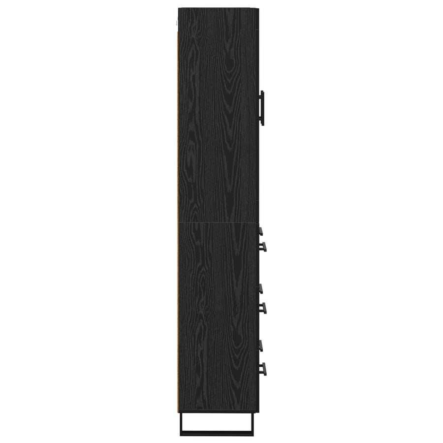 Highboard met lade Zwart Eiken 69,5 x 34 x 180 cm Bewerkt hout