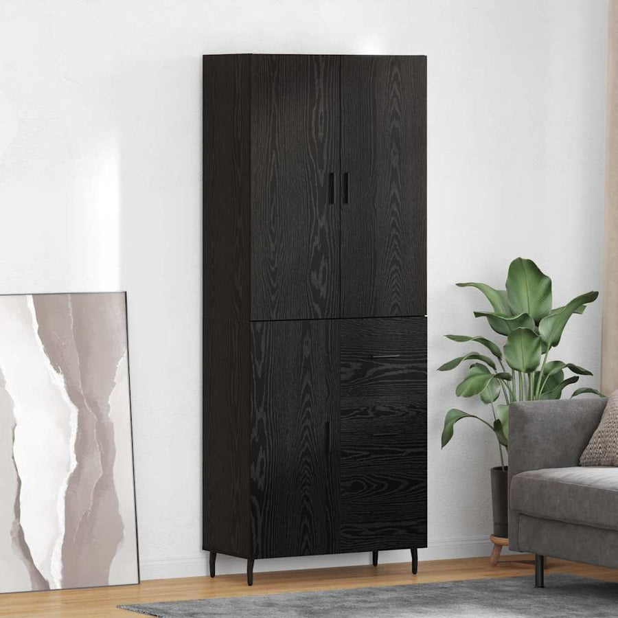 Highboard 2 pcs Zwart eiken 69,5 x 34 x 180 cm Bewerkt hout