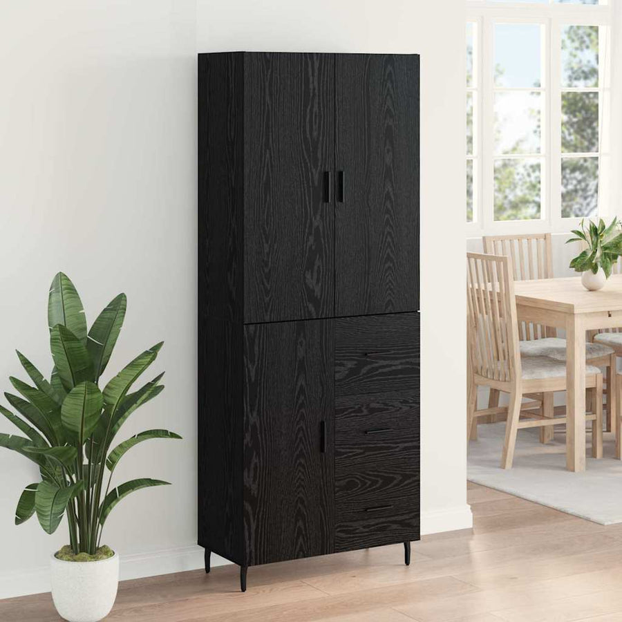 Highboard 2 pcs Zwart eiken 69,5 x 34 x 180 cm Bewerkt hout