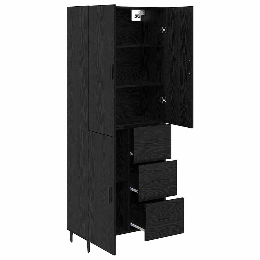 Highboard 2 pcs Zwart eiken 69,5 x 34 x 180 cm Bewerkt hout
