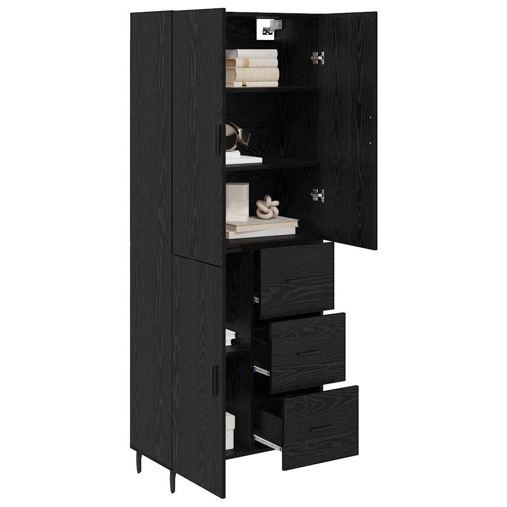 Highboard 2 pcs Zwart eiken 69,5 x 34 x 180 cm Bewerkt hout