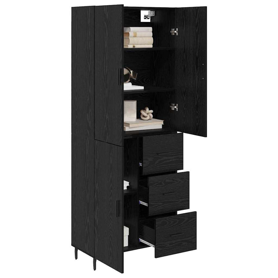 Highboard 2 pcs Zwart eiken 69,5 x 34 x 180 cm Bewerkt hout