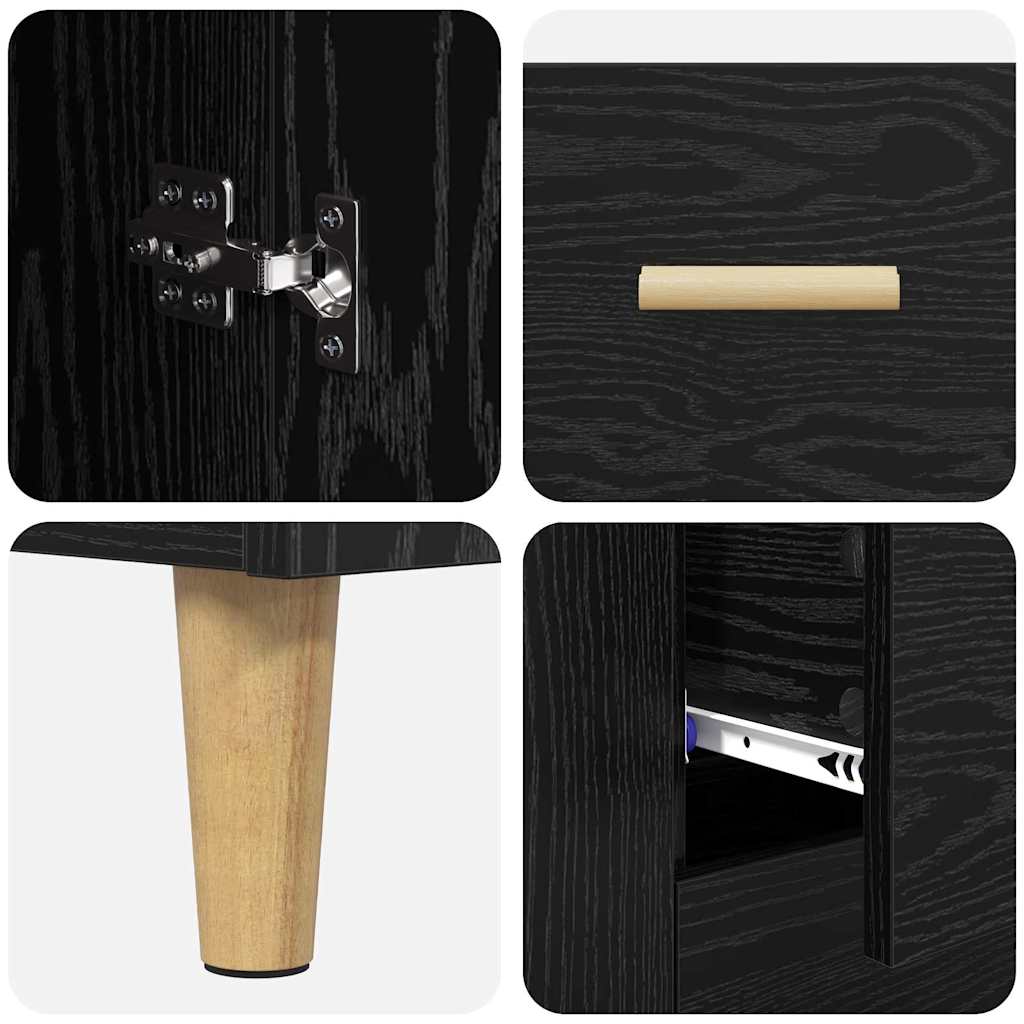 Highboard Wandgemonteerd 2 pcs Zwart Eiken Bewerkt hout