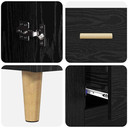Highboard Wandgemonteerd 2 pcs Zwart Eiken Bewerkt hout
