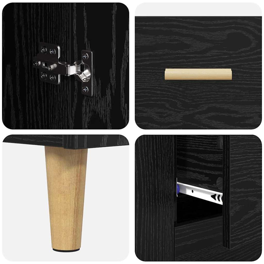 Highboard Wandgemonteerd 2 pcs Zwart Eiken Bewerkt hout