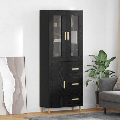 Highboard Wandgemonteerd 2 pcs Zwart Eiken Bewerkt hout