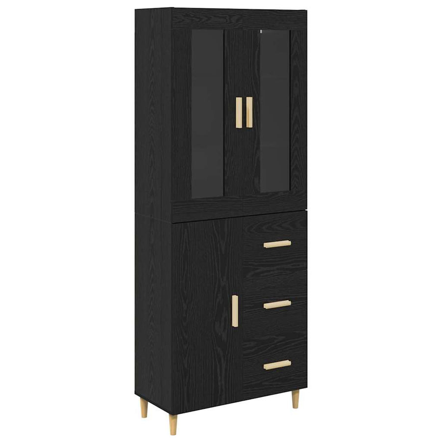 Highboard Wandgemonteerd 2 pcs Zwart Eiken Bewerkt hout