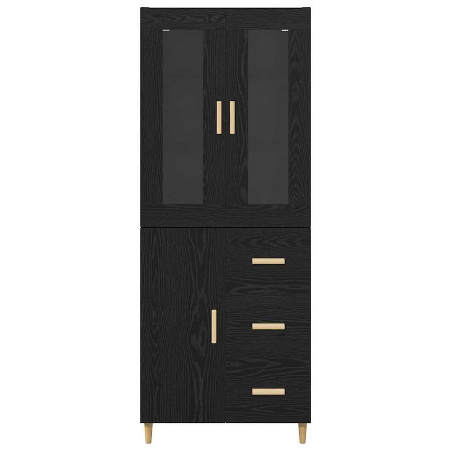 Highboard Wandgemonteerd 2 pcs Zwart Eiken Bewerkt hout