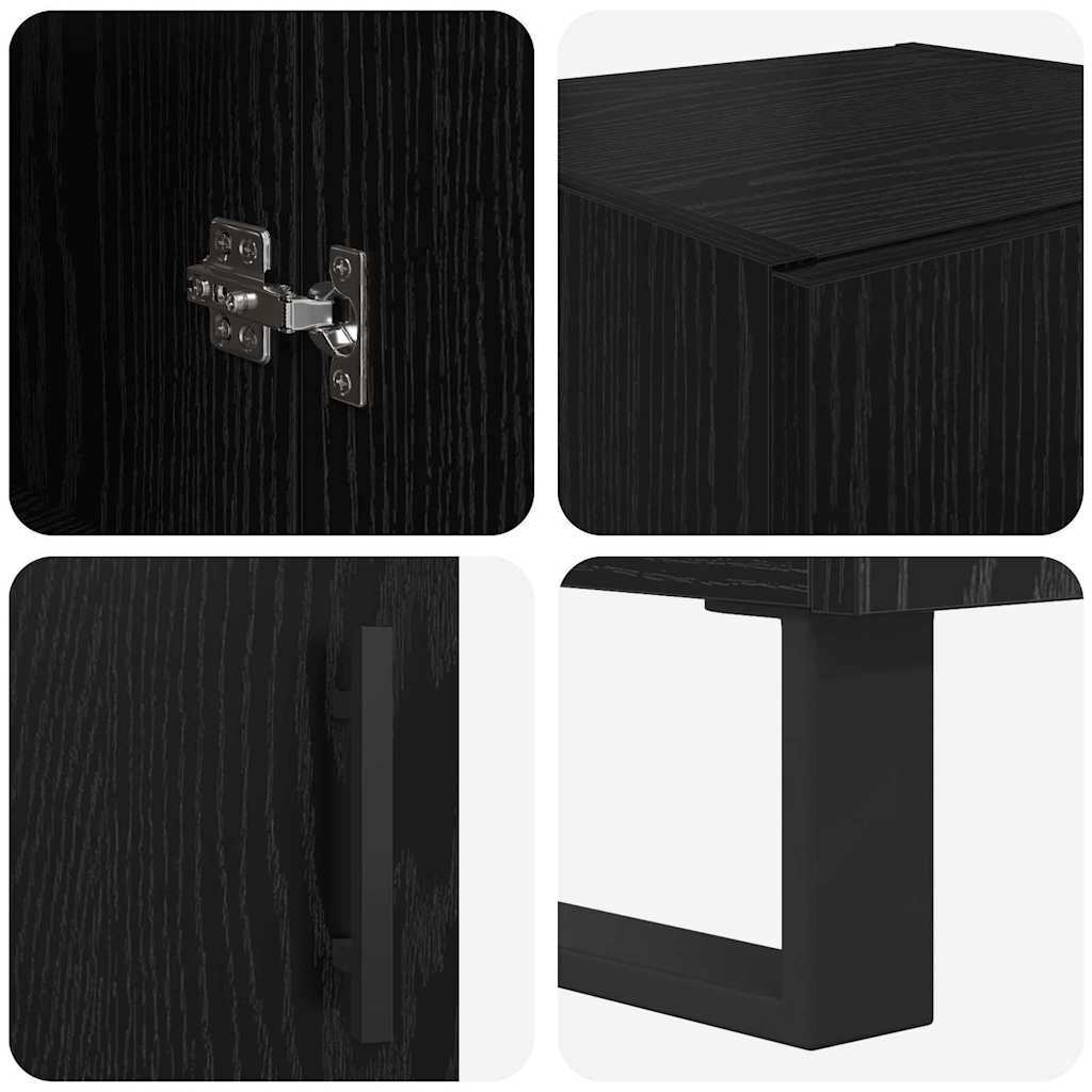 Highboard met lade Zwart Eiken 69,5 x 34 x 180 cm Bewerkt hout