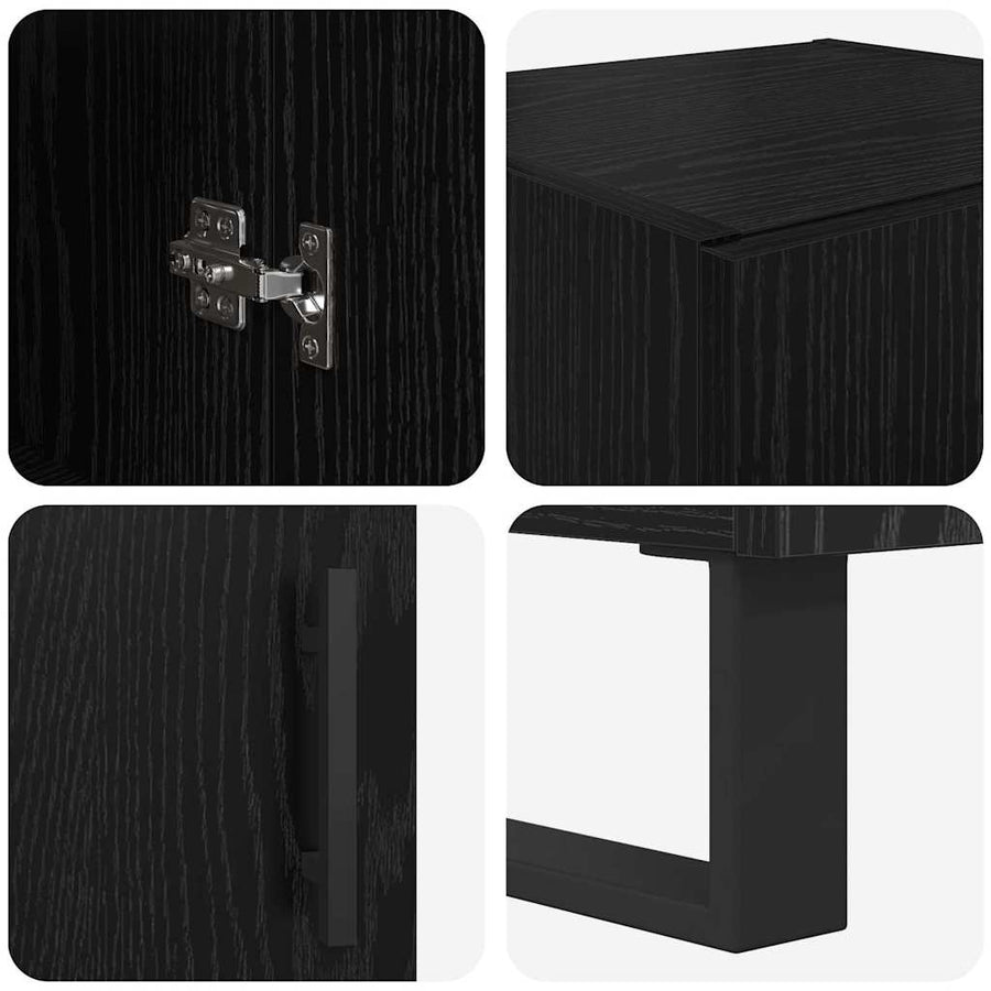 Highboard met lade Zwart Eiken 69,5 x 34 x 180 cm Bewerkt hout