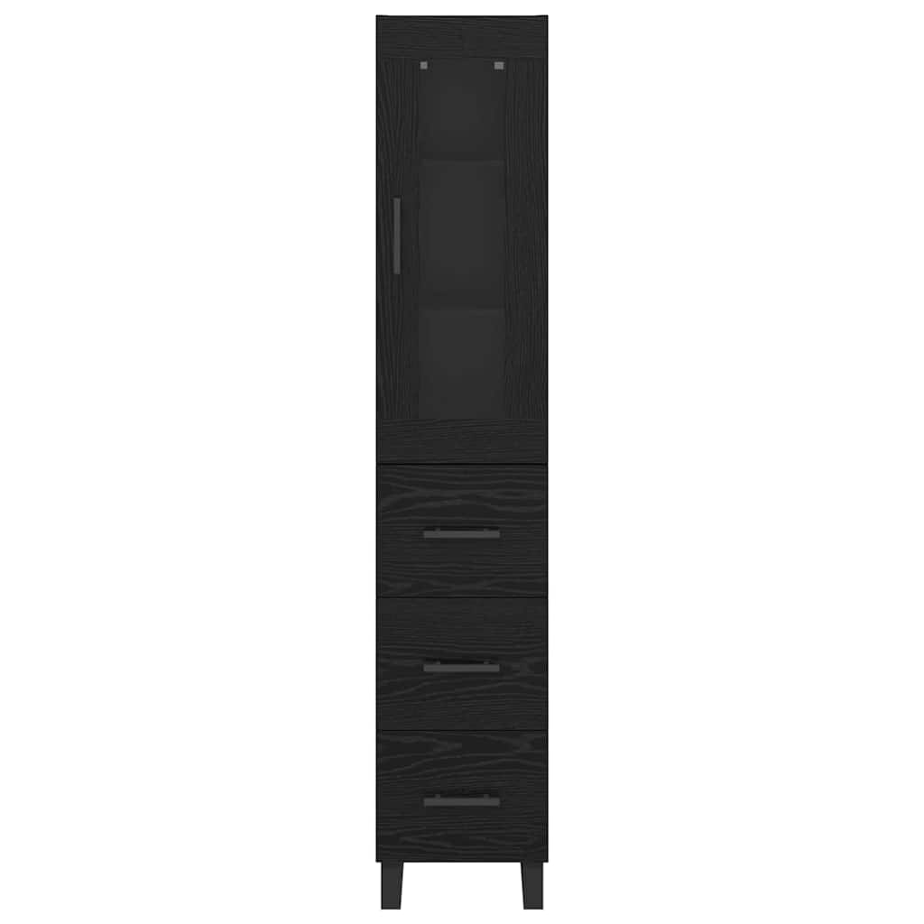 Highboard met lade Zwart Eiken 69,5 x 34 x 180 cm Bewerkt hout
