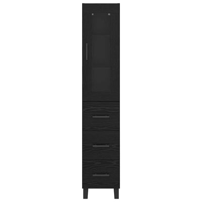 Highboard met lade Zwart Eiken 69,5 x 34 x 180 cm Bewerkt hout