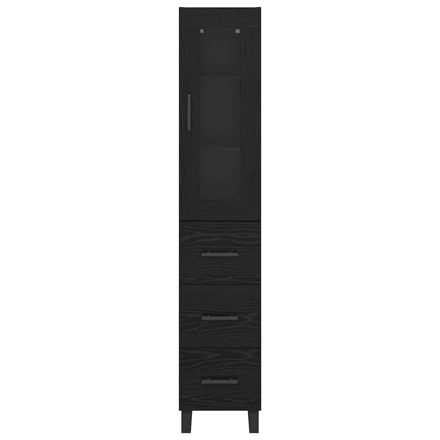 Highboard met lade Zwart Eiken 69,5 x 34 x 180 cm Bewerkt hout