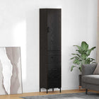 Hoge kast met lade zwart eiken 34,5x34x90 cm