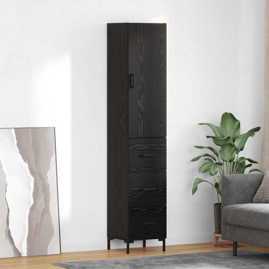 Highboard Wandgemonteerd 2 pcs Zwart Eiken Bewerkt hout