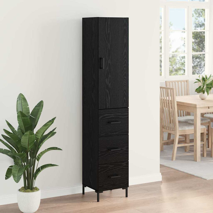 Highboard Wandgemonteerd 2 pcs Zwart Eiken Bewerkt hout