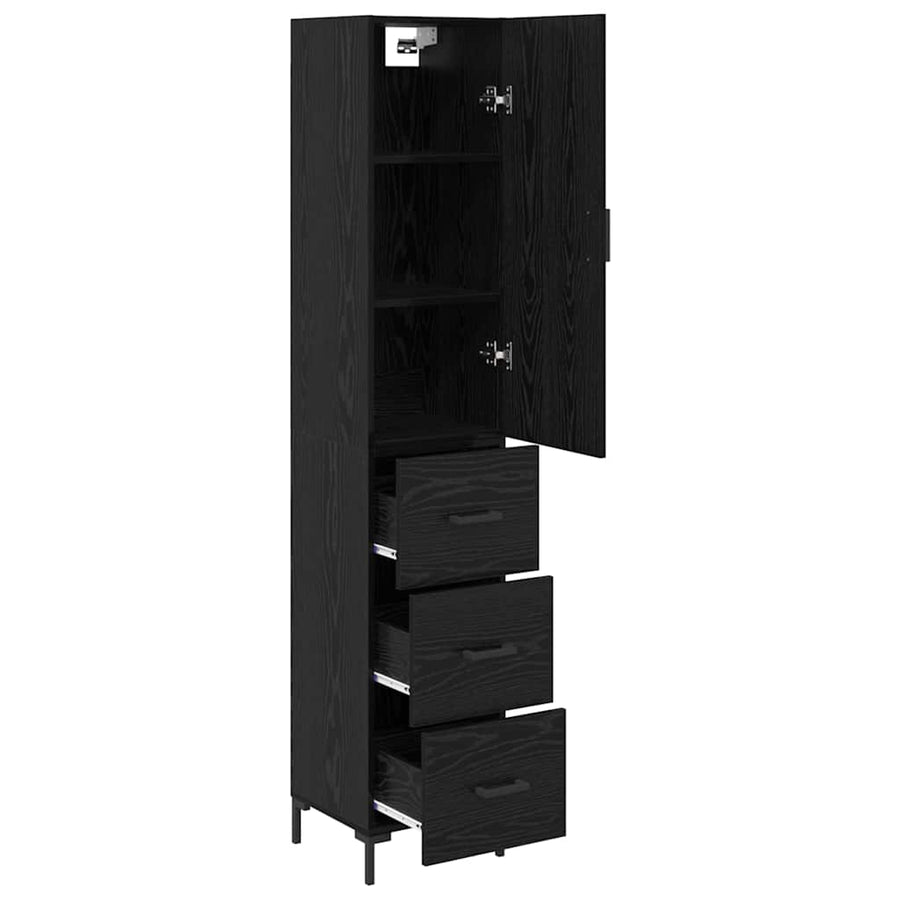 Highboard Wandgemonteerd 2 pcs Zwart Eiken Bewerkt hout