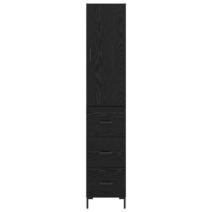 Highboard Wandgemonteerd 2 pcs Zwart Eiken Bewerkt hout