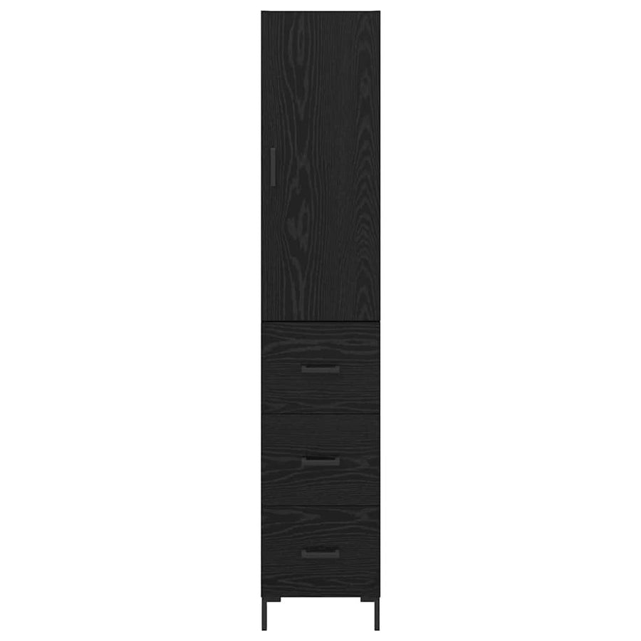 Highboard Wandgemonteerd 2 pcs Zwart Eiken Bewerkt hout