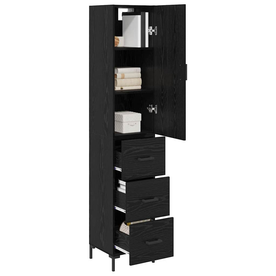 Highboard Wandgemonteerd 2 pcs Zwart Eiken Bewerkt hout