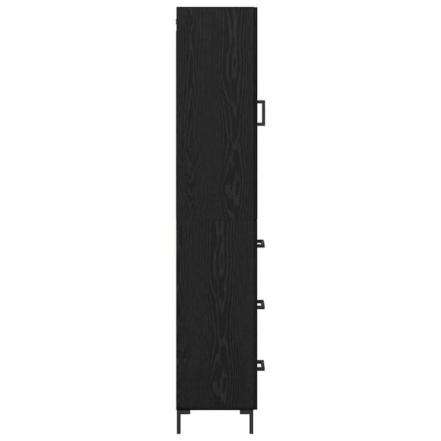 Highboard Wandgemonteerd 2 pcs Zwart Eiken Bewerkt hout