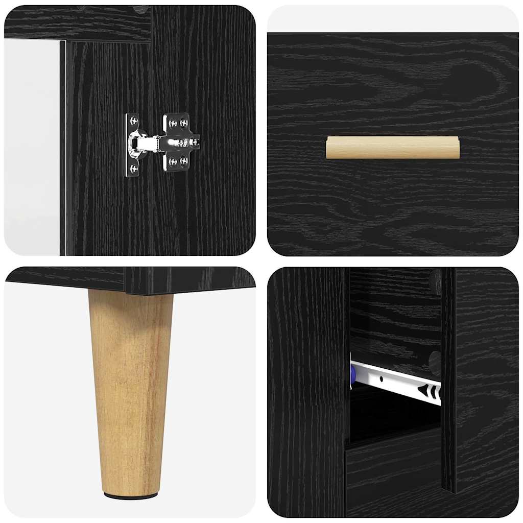 Highboard Wandgemonteerd 2 pcs Zwart Eiken Bewerkt hout