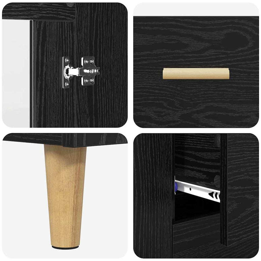 Highboard Wandgemonteerd 2 pcs Zwart Eiken Bewerkt hout