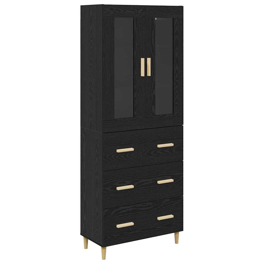 Highboard Wandgemonteerd 2 pcs Zwart Eiken Bewerkt hout