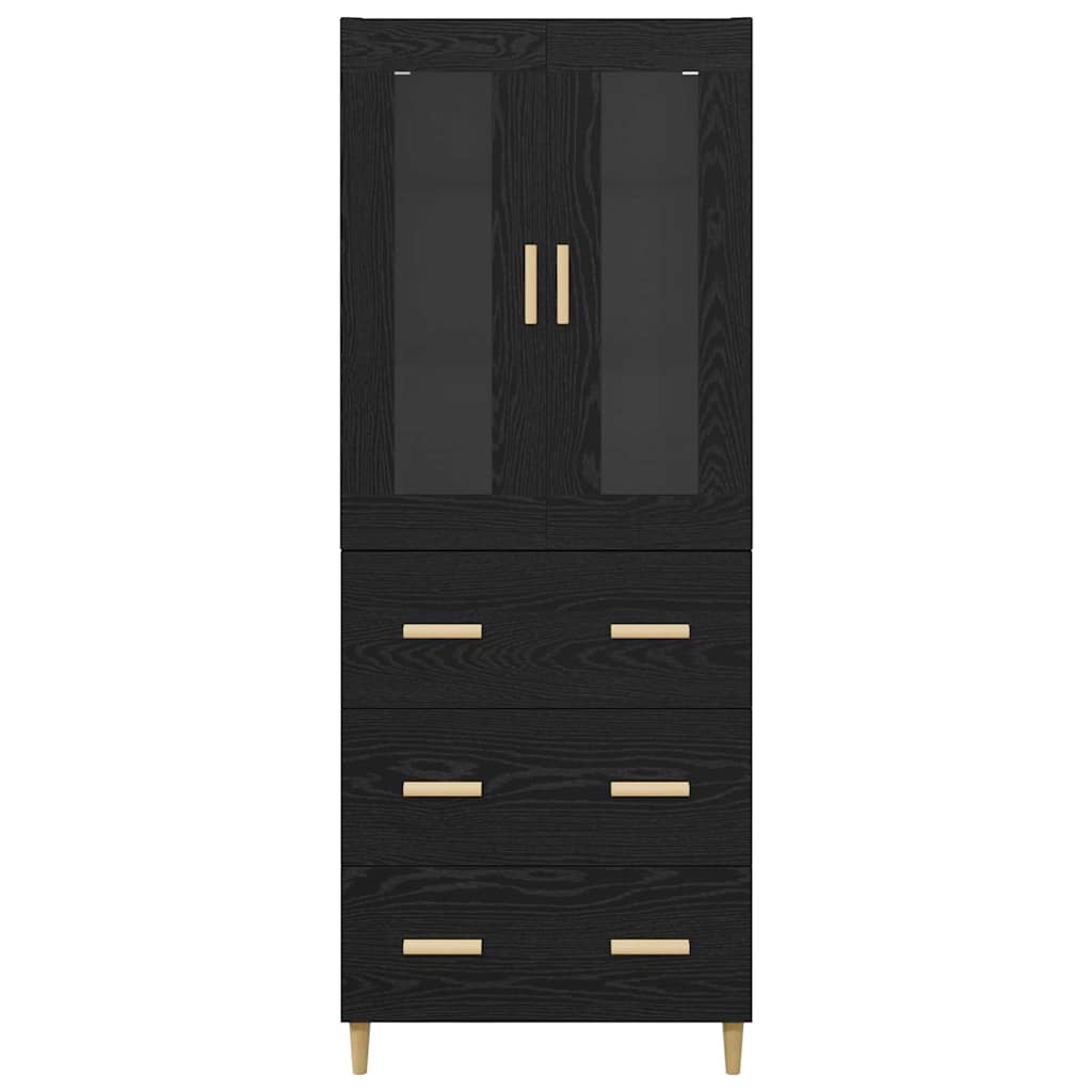 Highboard Wandgemonteerd 2 pcs Zwart Eiken Bewerkt hout
