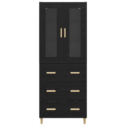Highboard Wandgemonteerd 2 pcs Zwart Eiken Bewerkt hout