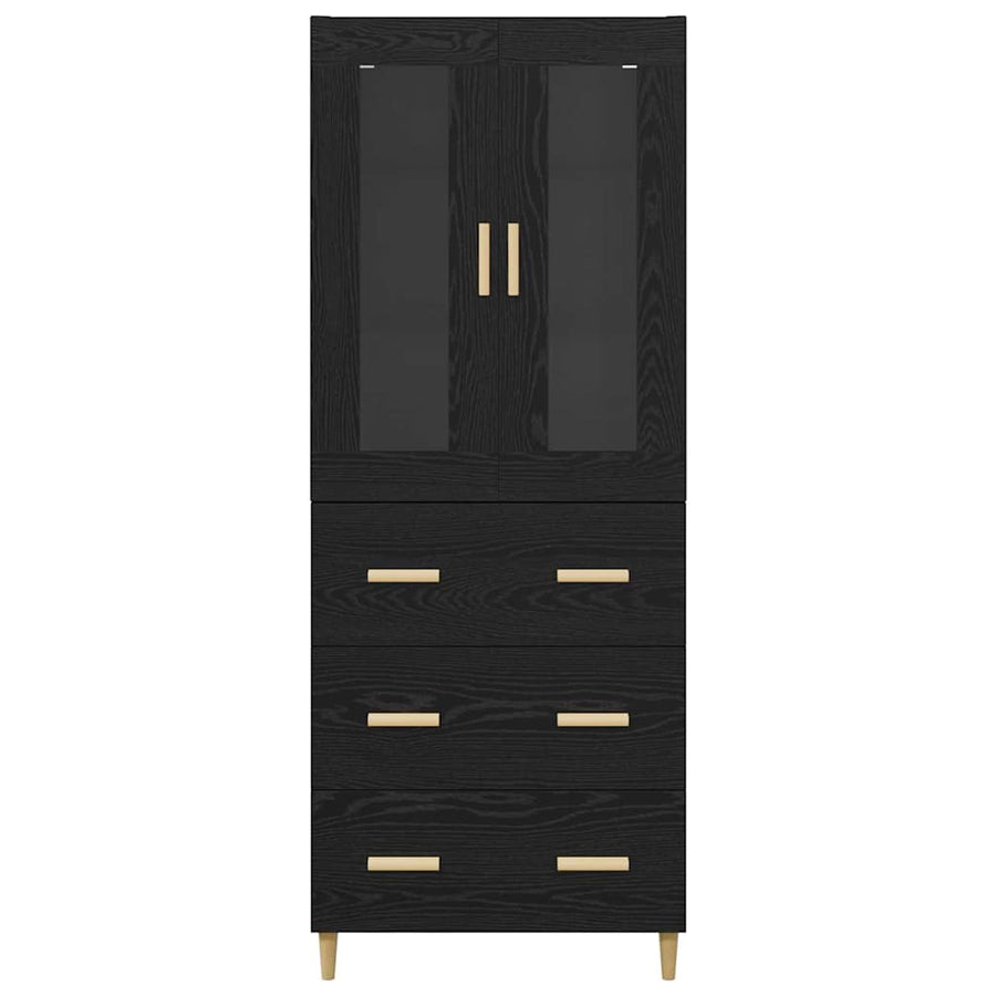 Highboard Wandgemonteerd 2 pcs Zwart Eiken Bewerkt hout