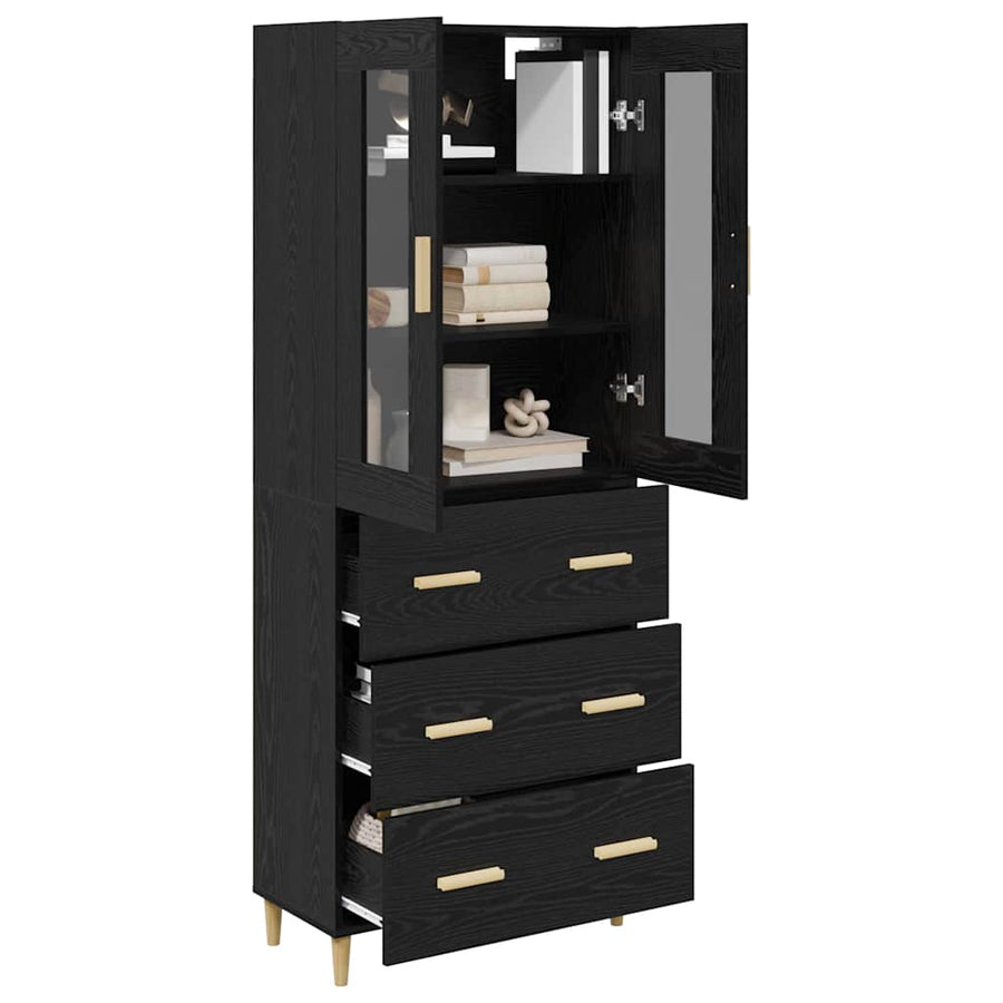 Highboard Wandgemonteerd 2 pcs Zwart Eiken Bewerkt hout